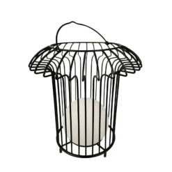 Dyberg Larsen LED-Akku-Tischlampe Basket, schwarz, Metall
