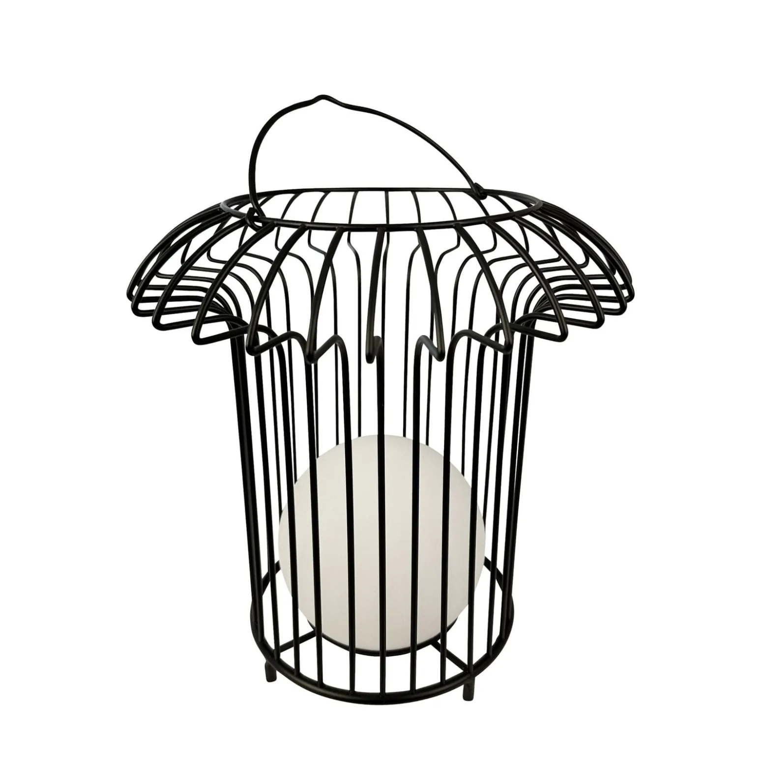 Dyberg Larsen LED-Akku-Tischlampe Basket, schwarz, Metall