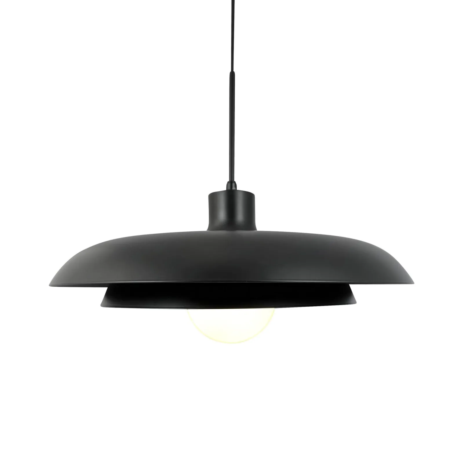 Dyberg Larsen Pendellampe Ava, schwarz, Metall, Ø 44 cm