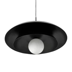 Dyberg Larsen Pendellampe Ava, schwarz, Metall, Ø 44 cm