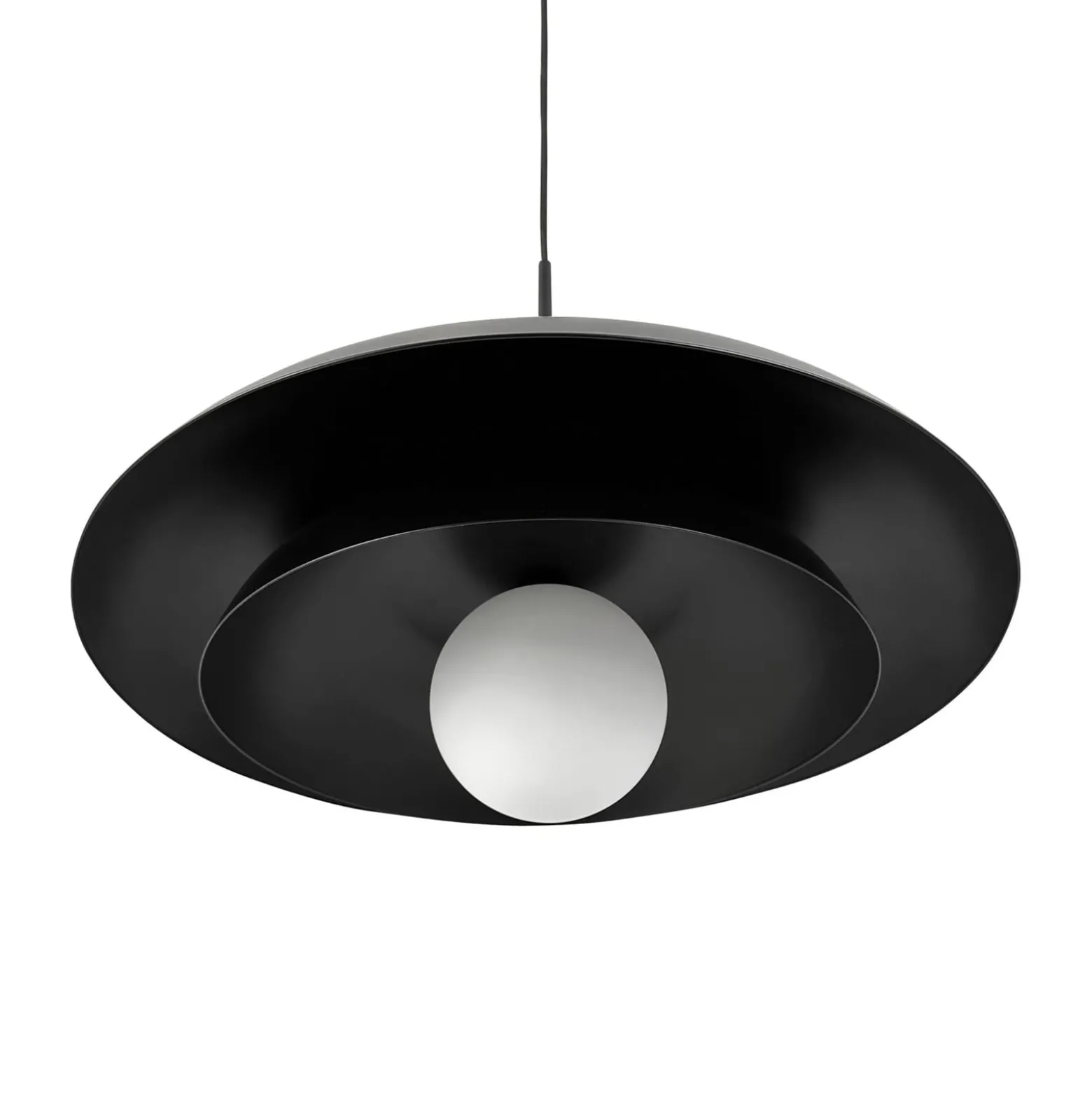 Dyberg Larsen Pendellampe Ava, schwarz, Metall, Ø 44 cm