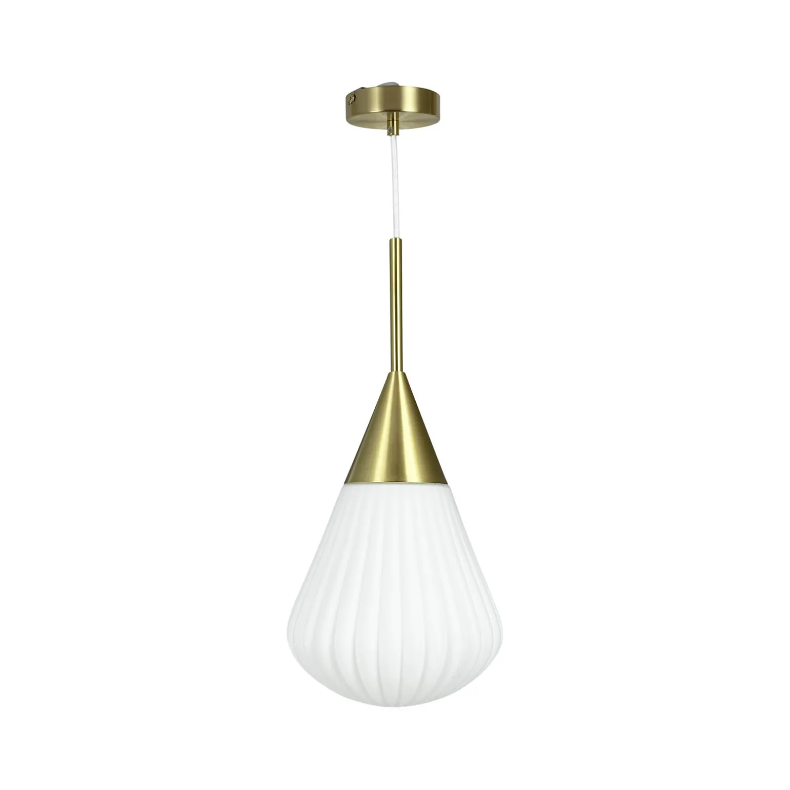 Dyberg Larsen Pendellampe Ballon, Ø 21 cm weiß/messingfarben
