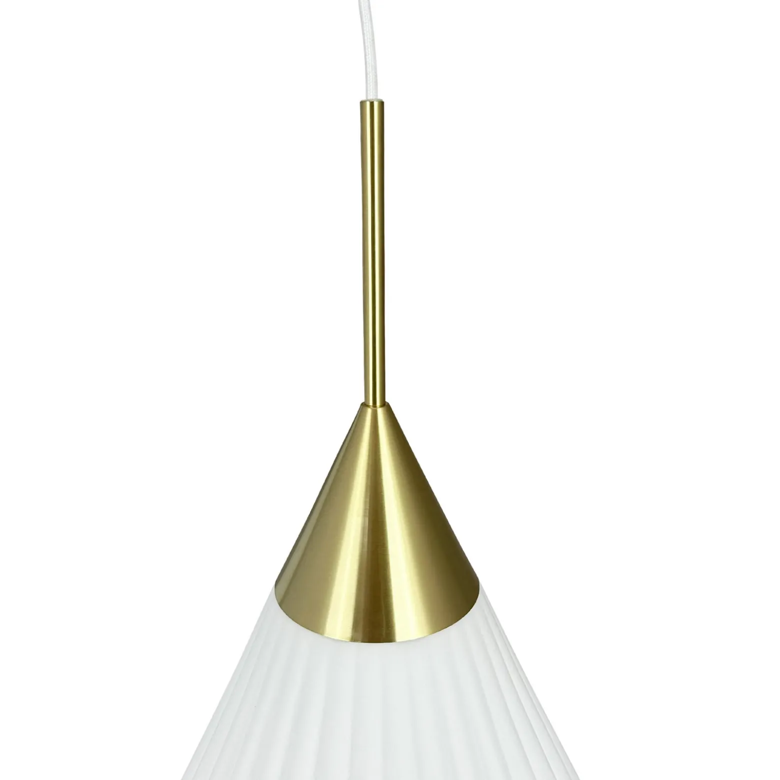 Dyberg Larsen Pendellampe Ballon, Ø 21 cm weiß/messingfarben