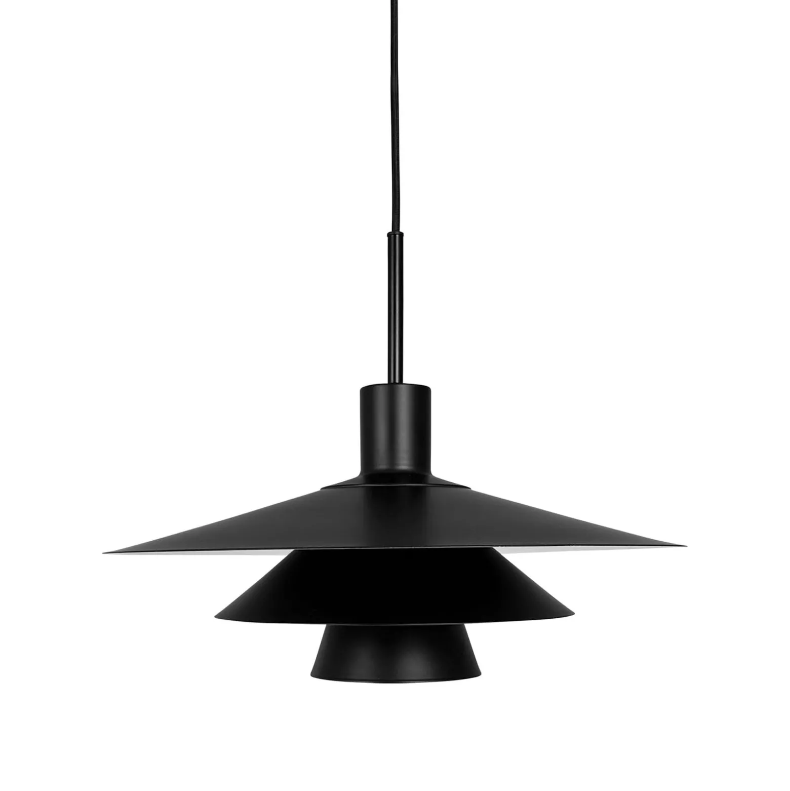 Dyberg Larsen Pendellampe Kay, Ø 30 cm, schwarz, Metall