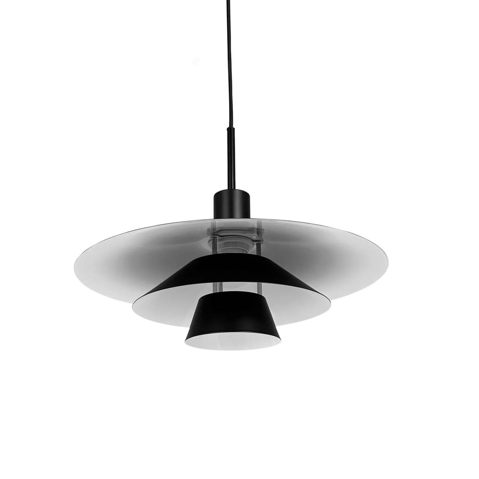 Dyberg Larsen Pendellampe Kay, Ø 30 cm, schwarz, Metall
