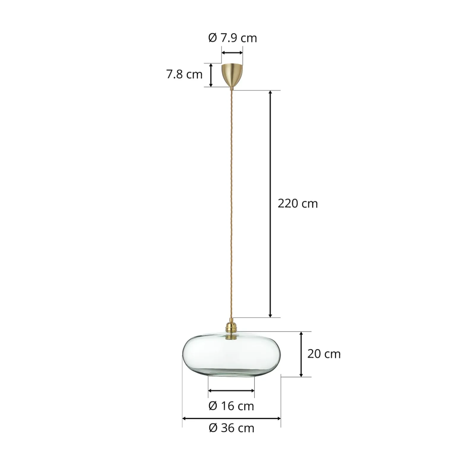 EBB & FLOW Horizon Hängelampe gold rauch Ø 36 cm