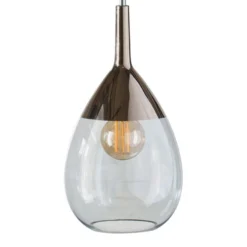 EBB & FLOW Lute Pendelleuchte Platin, Glas blau