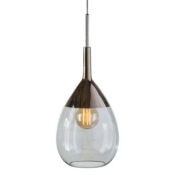 EBB & FLOW Lute Pendelleuchte Platin, Glas blau