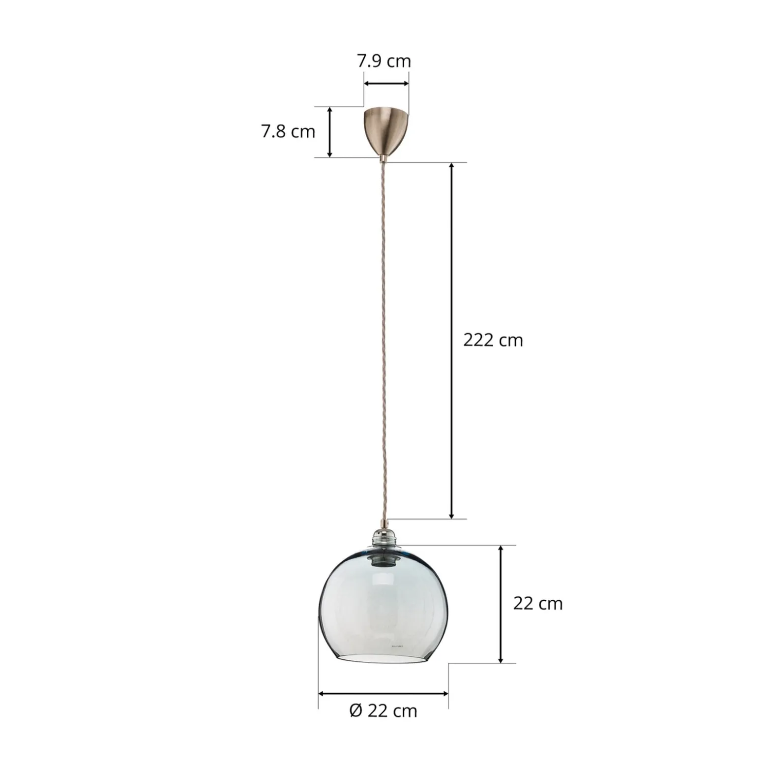 EBB & FLOW Rowan Hängeleuchte blau-silber Ø 22cm