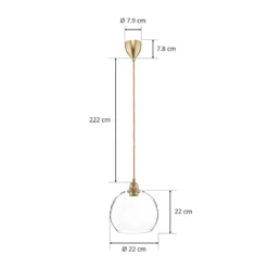 EBB & FLOW Rowan Pendellampe Klarglas, gold Ø 22cm