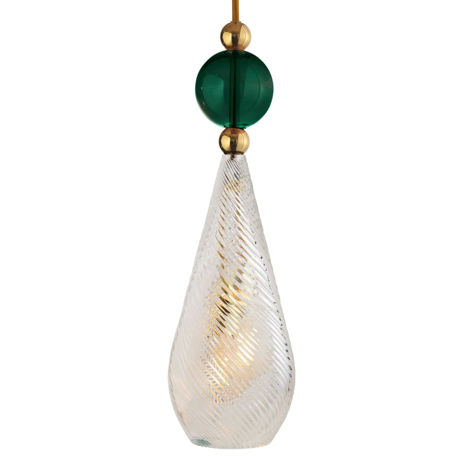 EBB & FLOW Smykke L gold crystal swirl efeugrün