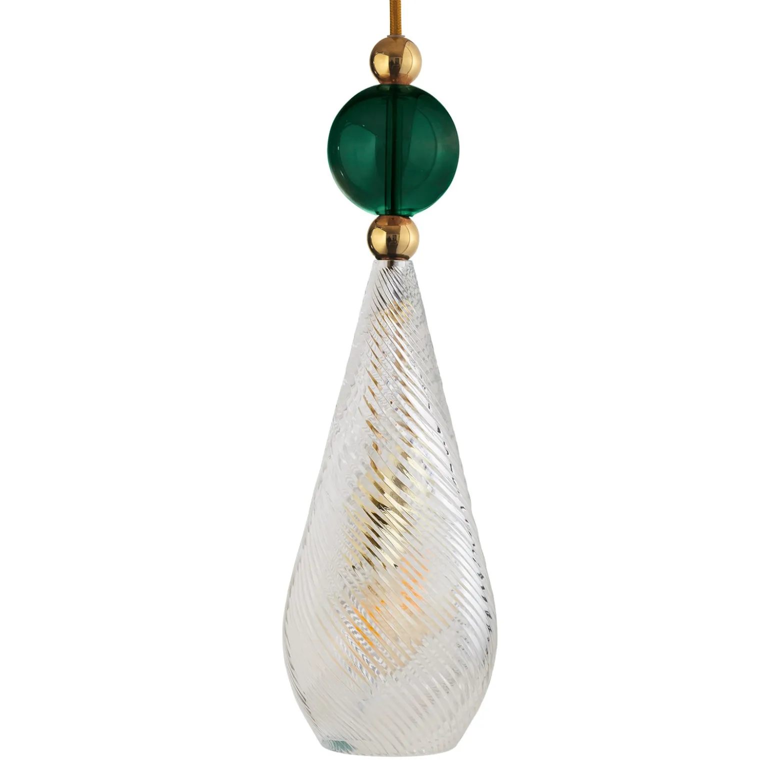 EBB & FLOW Smykke L gold crystal swirl efeugrün
