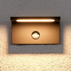 Eckige LED-Außenwandlampe Darina, Bewegungsmelder
