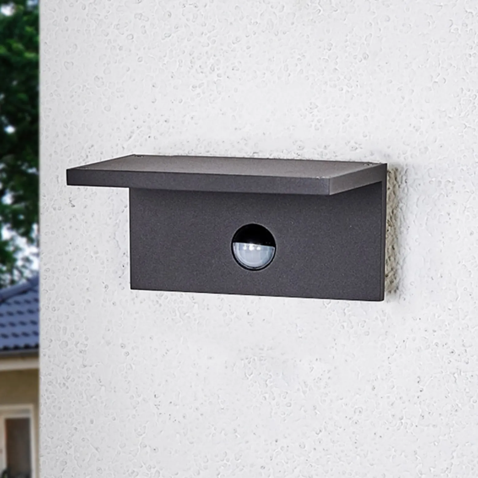 Eckige LED-Außenwandlampe Darina, Bewegungsmelder