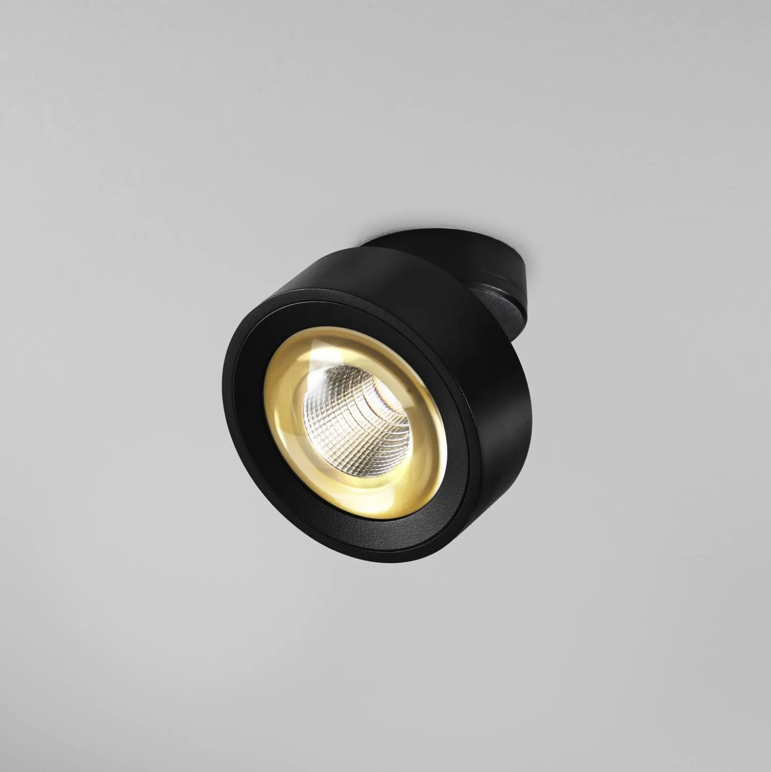 Egger DLS LED-Spot Clippo Optic, schwarz/gold, Ø 12 cm, DTW