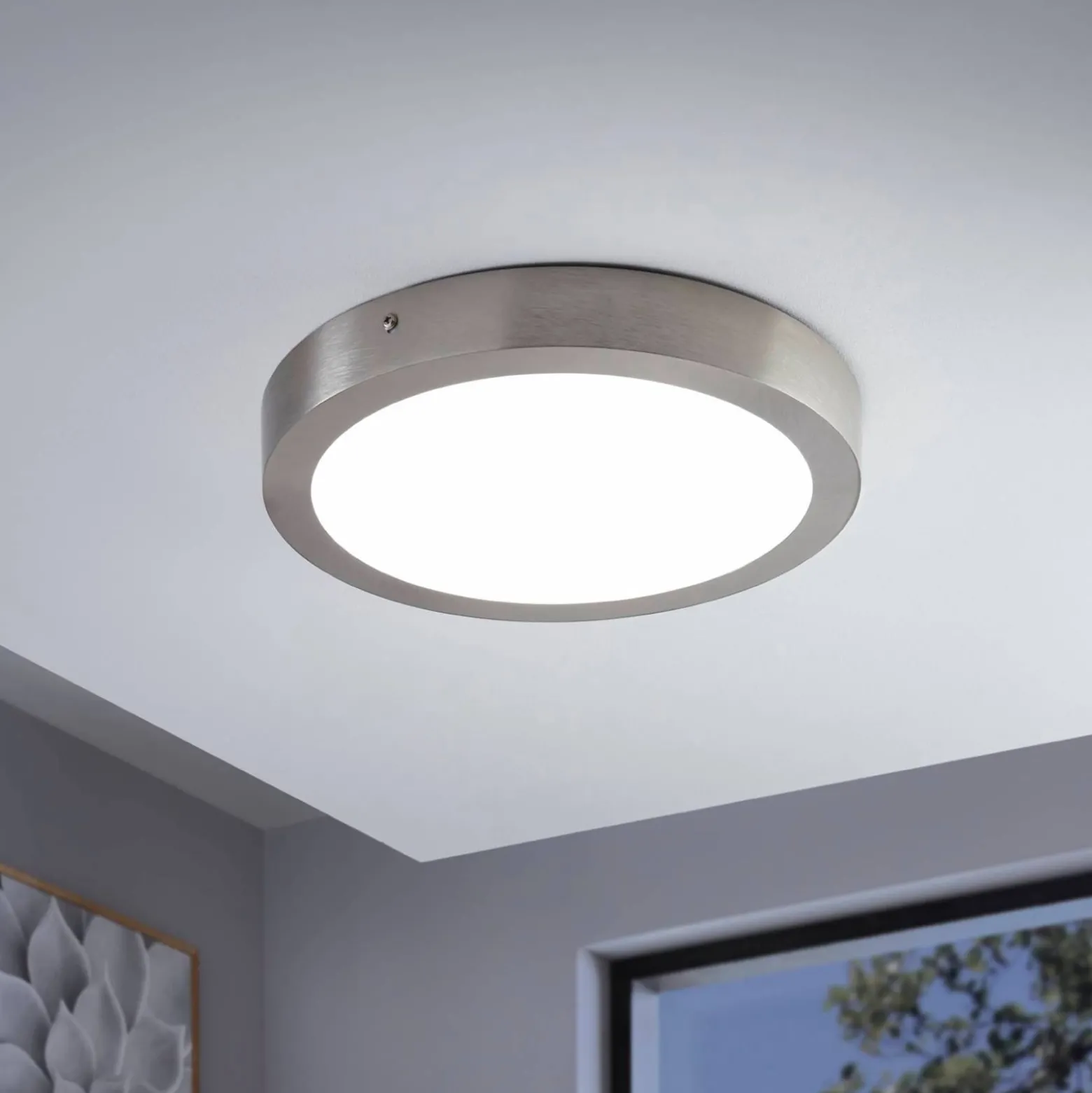 EGLO connect Fueva-C Deckenlampe rund 30cm nickel