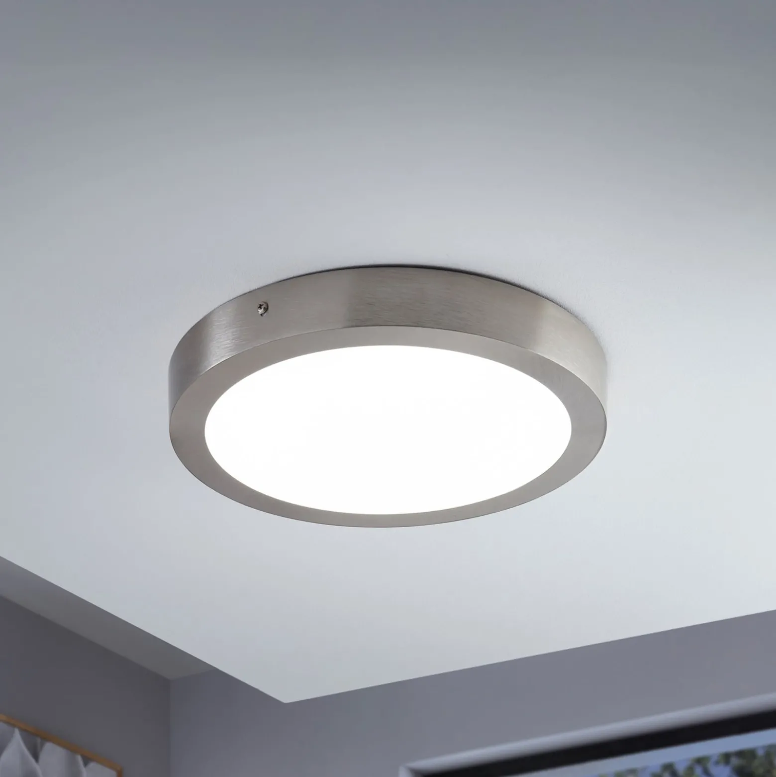 EGLO connect Fueva-C Deckenlampe rund 30cm nickel