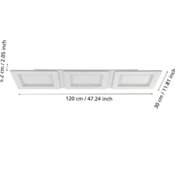 EGLO connect LED-Deckenlampe Padrogiano-Z 3-fl., 120 x 30 cm