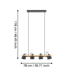 EGLO connect LED-Deckenleuchte Hornwood-Z, 4-fl., schwarz