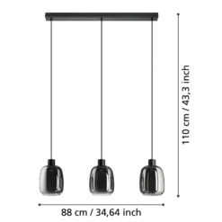 EGLO connect LED-Hängelampe Molochio-Z, 3-fl., schwarz, klar