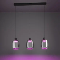 EGLO connect LED-Hängelampe Molochio-Z, 3-fl., schwarz, klar