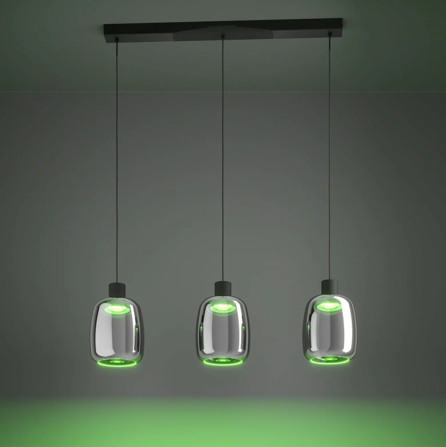 EGLO connect LED-Hängelampe Molochio-Z, 3-fl., schwarz, klar