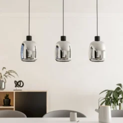 EGLO connect LED-Hängelampe Molochio-Z, 3-fl., schwarz, klar