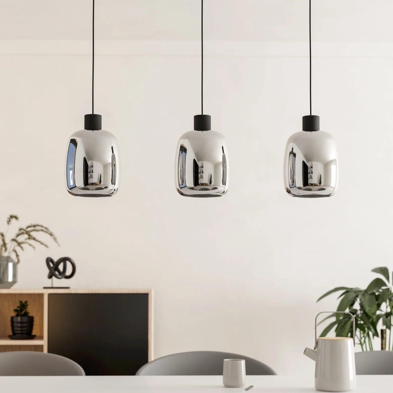 EGLO connect LED-Hängelampe Molochio-Z, 3-fl., schwarz, klar