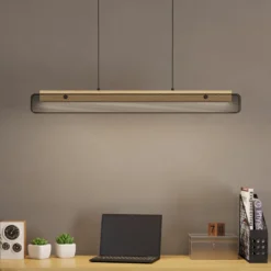 EGLO connect LED-Hängeleuchte Kokomo-Z, schwarz, Holz, Stahl