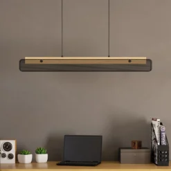 EGLO connect LED-Hängeleuchte Kokomo-Z, schwarz, Holz, Stahl