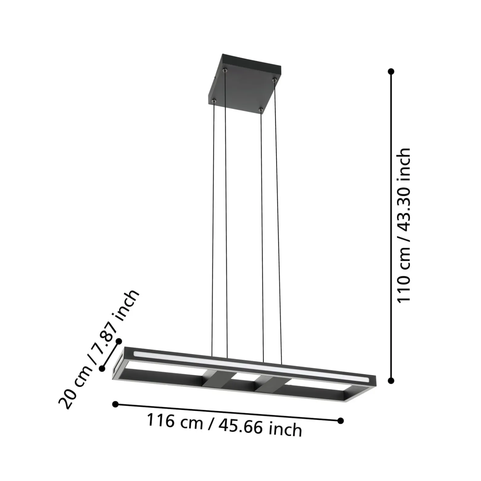 EGLO connect LED-Hängeleuchte Savilanas-Z, 77 cm, schwarz