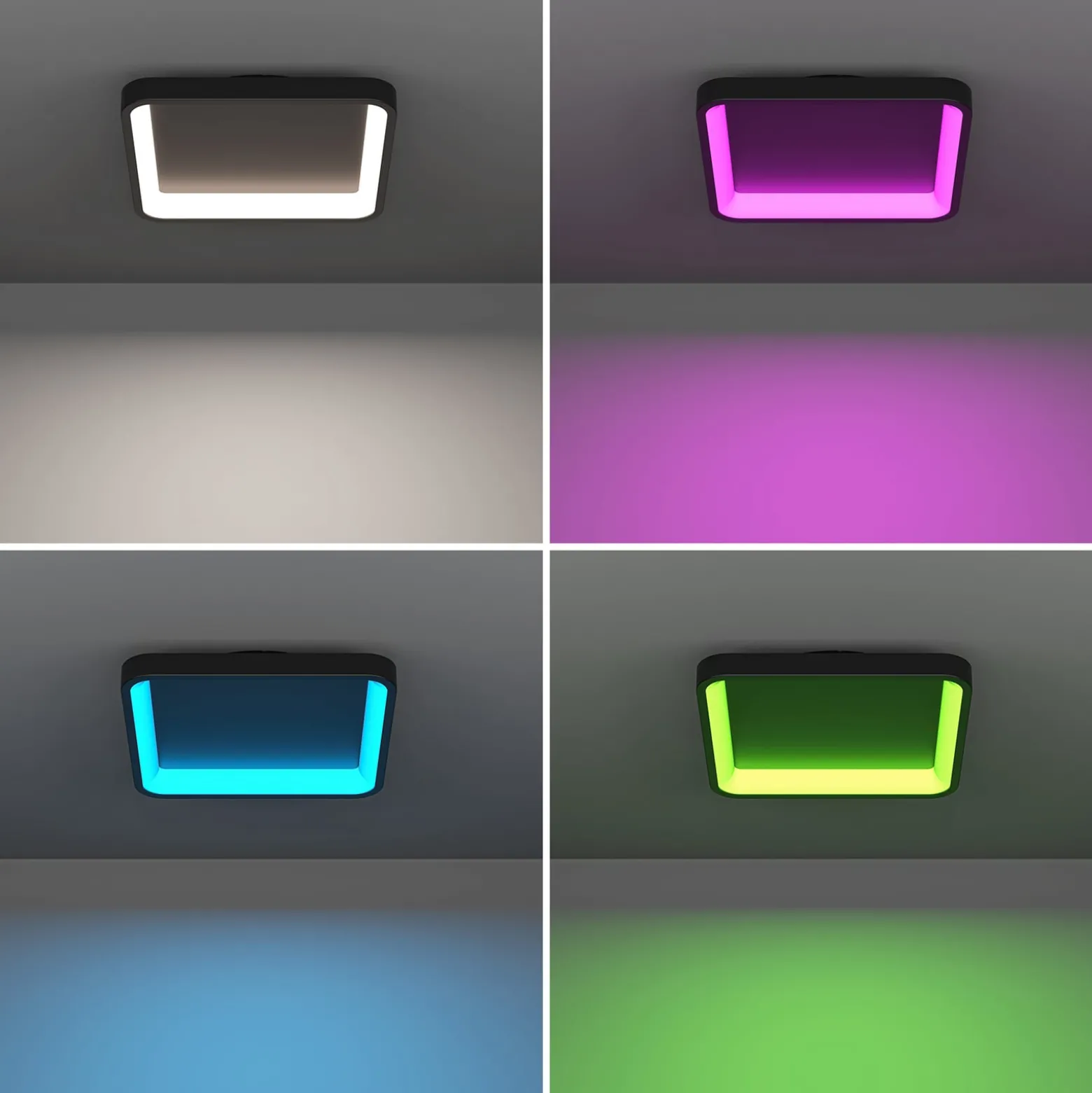 EGLO connect Smart-LED-Deckenlampe Loretello-Z,eckig,schwarz