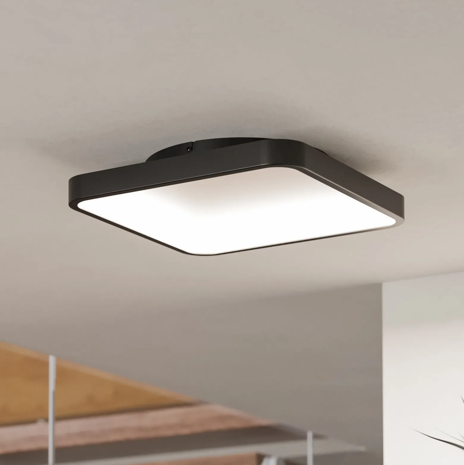 EGLO connect Smart-LED-Deckenlampe Loretello-Z,eckig,schwarz
