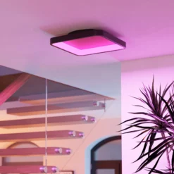 EGLO connect Smart-LED-Deckenlampe Loretello-Z,eckig,schwarz