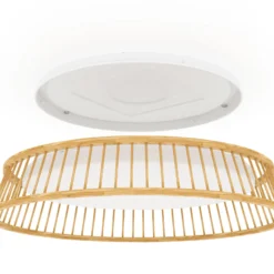 EGLO LED-Deckenlampe Luppineria Holzgeflecht Ø45cm
