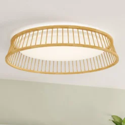 EGLO LED-Deckenlampe Luppineria Holzgeflecht Ø45cm