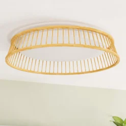 EGLO LED-Deckenlampe Luppineria Holzgeflecht Ø45cm