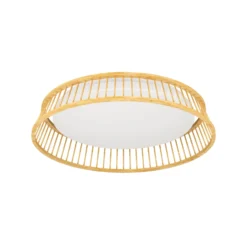 EGLO LED-Deckenlampe Luppineria Holzgeflecht Ø45cm