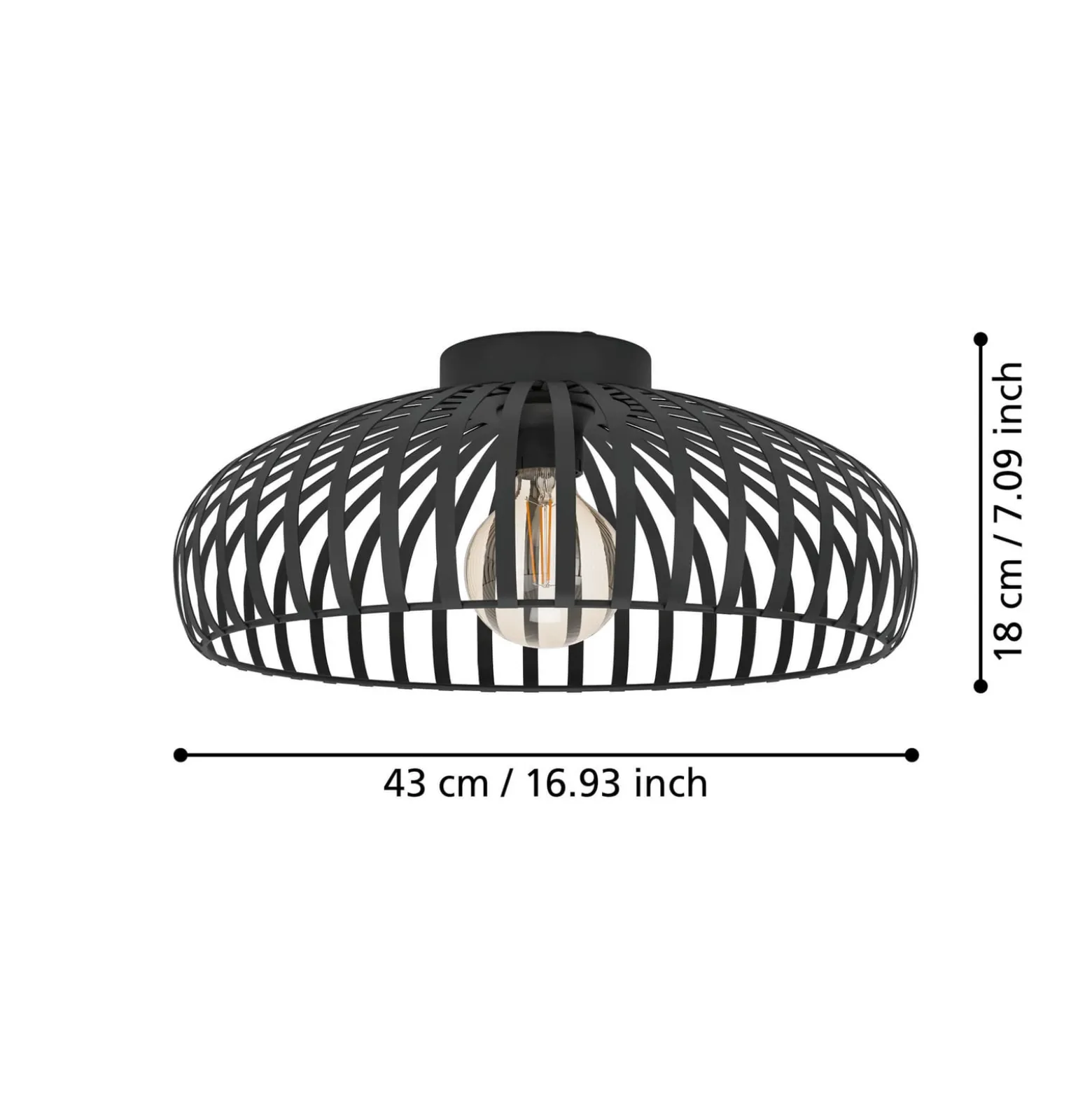 EGLO Mogano 3 Deckenleuchte, Käfigschirm, Ø43cm