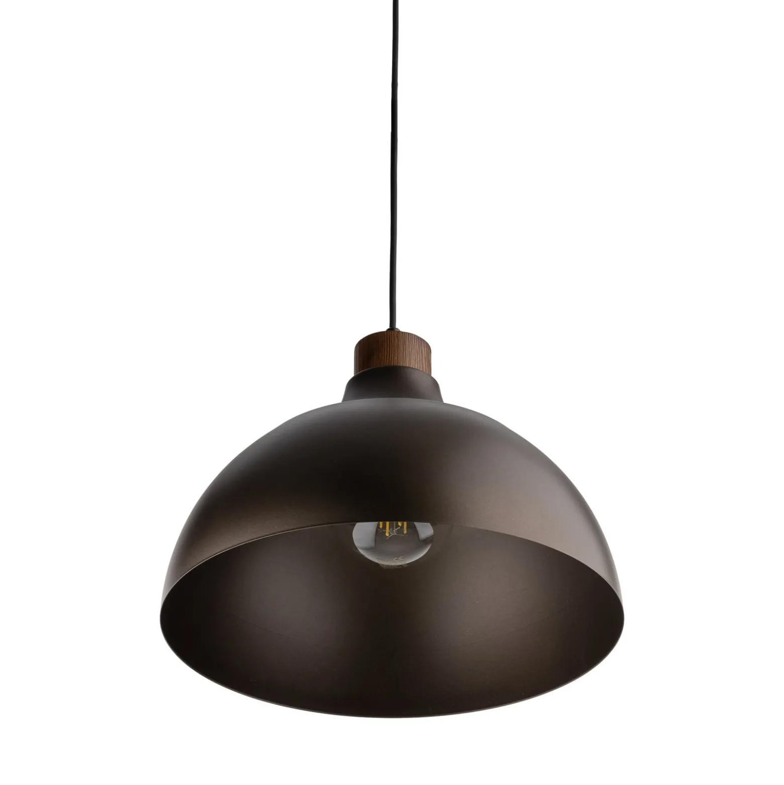 Envostar Hängeleuchte Kaitt, braun, Ø 34 cm, Holzdetail