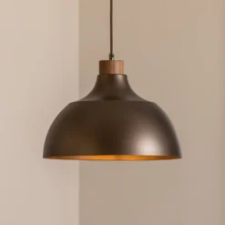 Envostar Hängeleuchte Kaitt, braun, Ø 34 cm, Holzdetail