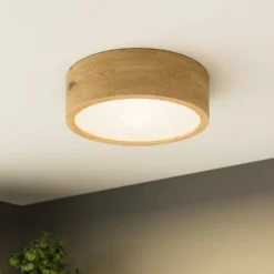 Envostar Kerio Deckenlampe, Ø 27 cm, eiche natur