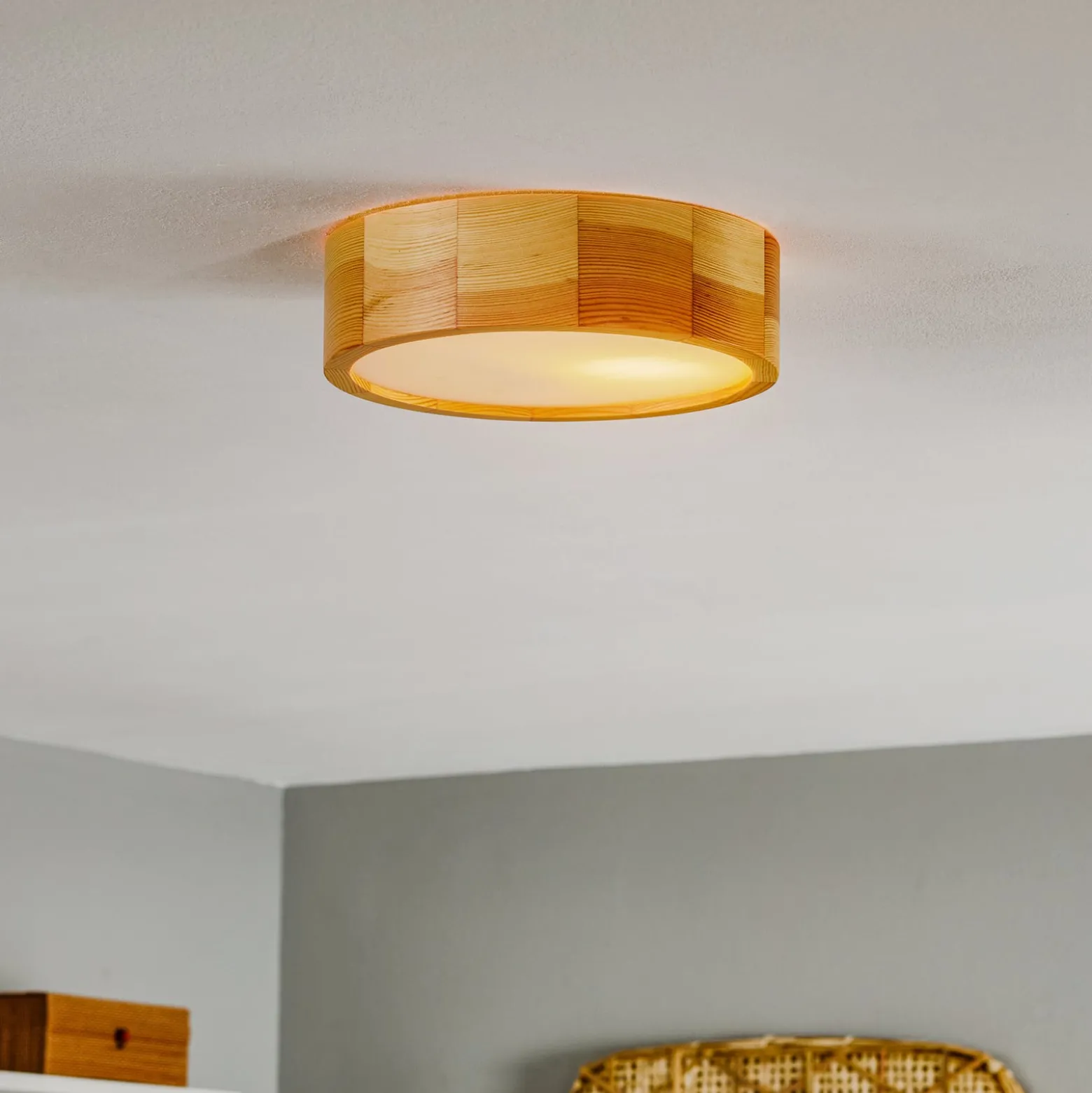 Envostar Kerio Deckenlampe, Ø 27 cm, kiefer natur