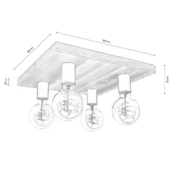 Envostar Lobo Deckenlampe 4fl. Kiefer braun