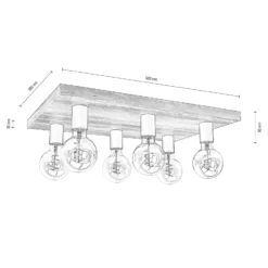 Envostar Lobo Deckenlampe 6fl. Kiefer nussbaum