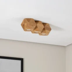 Envostar Peach Puff Deckenlampe Polyeder Holz 3flg
