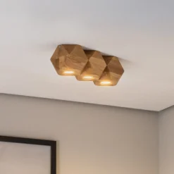 Envostar Peach Puff Deckenlampe Polyeder Holz 3flg
