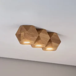 Envostar Peach Puff Deckenlampe Polyeder Holz 3flg
