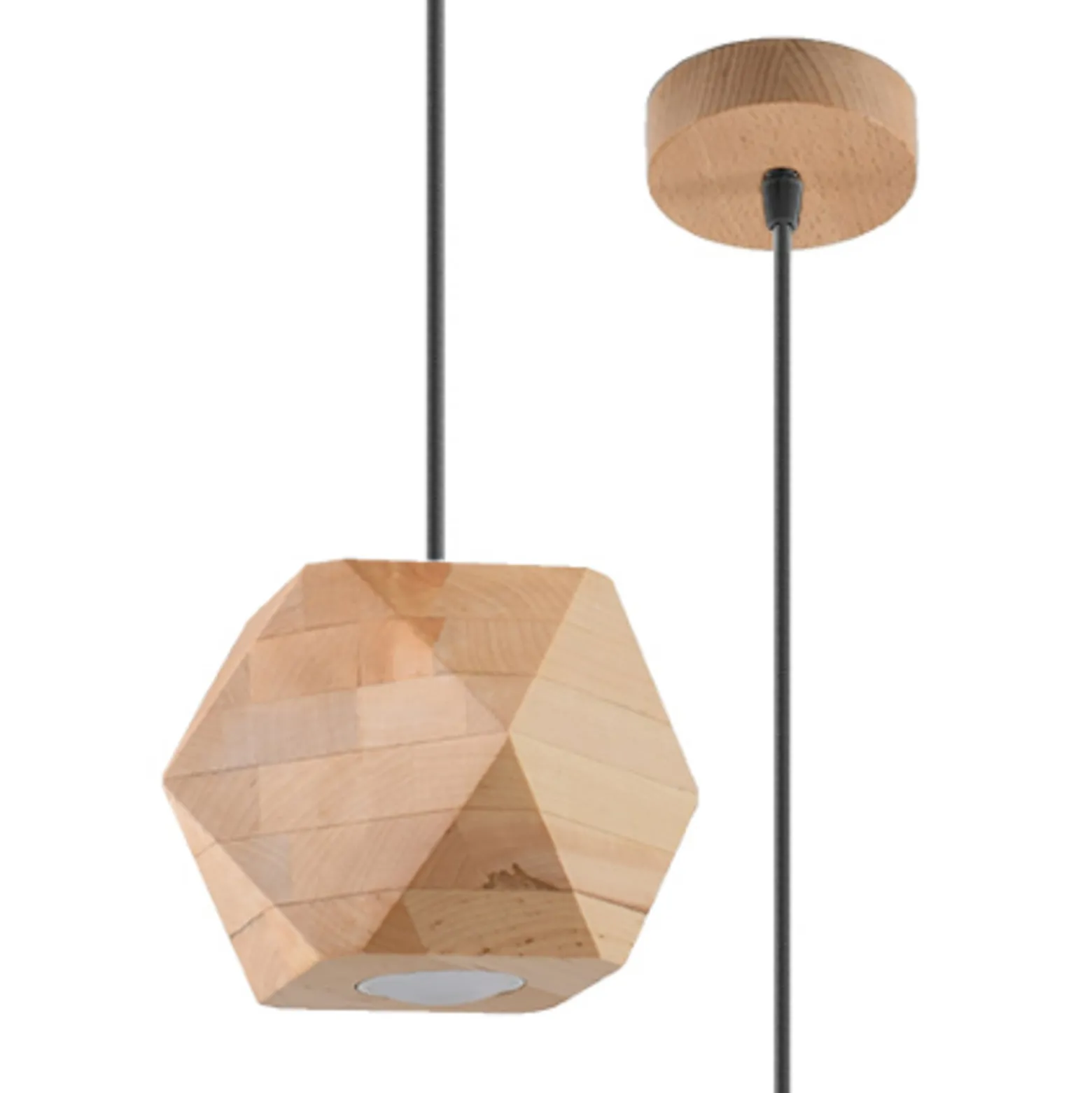 Envostar Peach Puff Hängelampe Polyeder Holz 1flg.