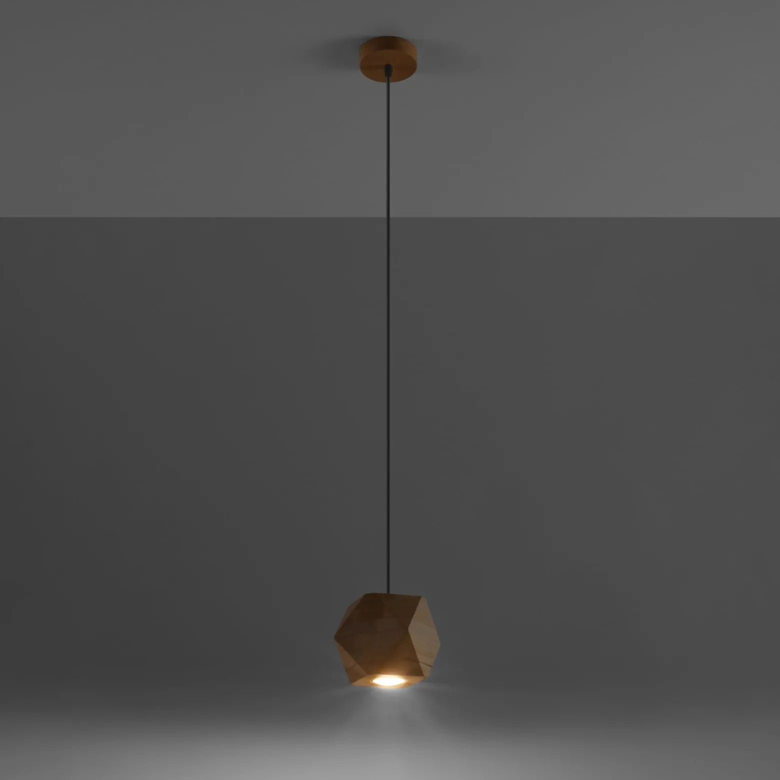 Envostar Peach Puff Hängelampe Polyeder Holz 1flg.